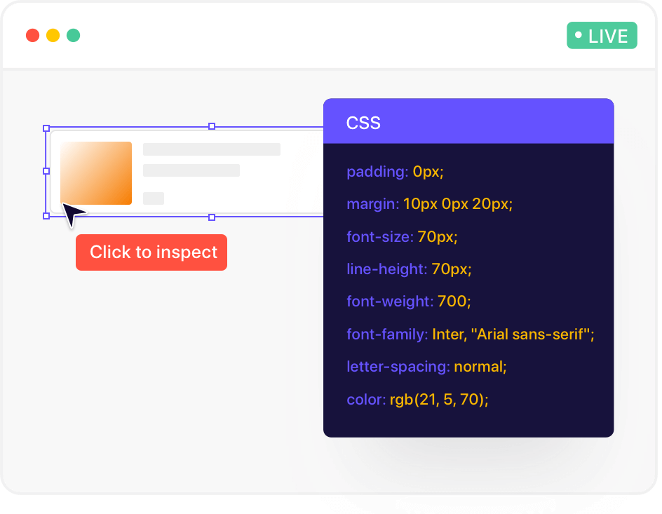 ruttl feature to inspect CSS code